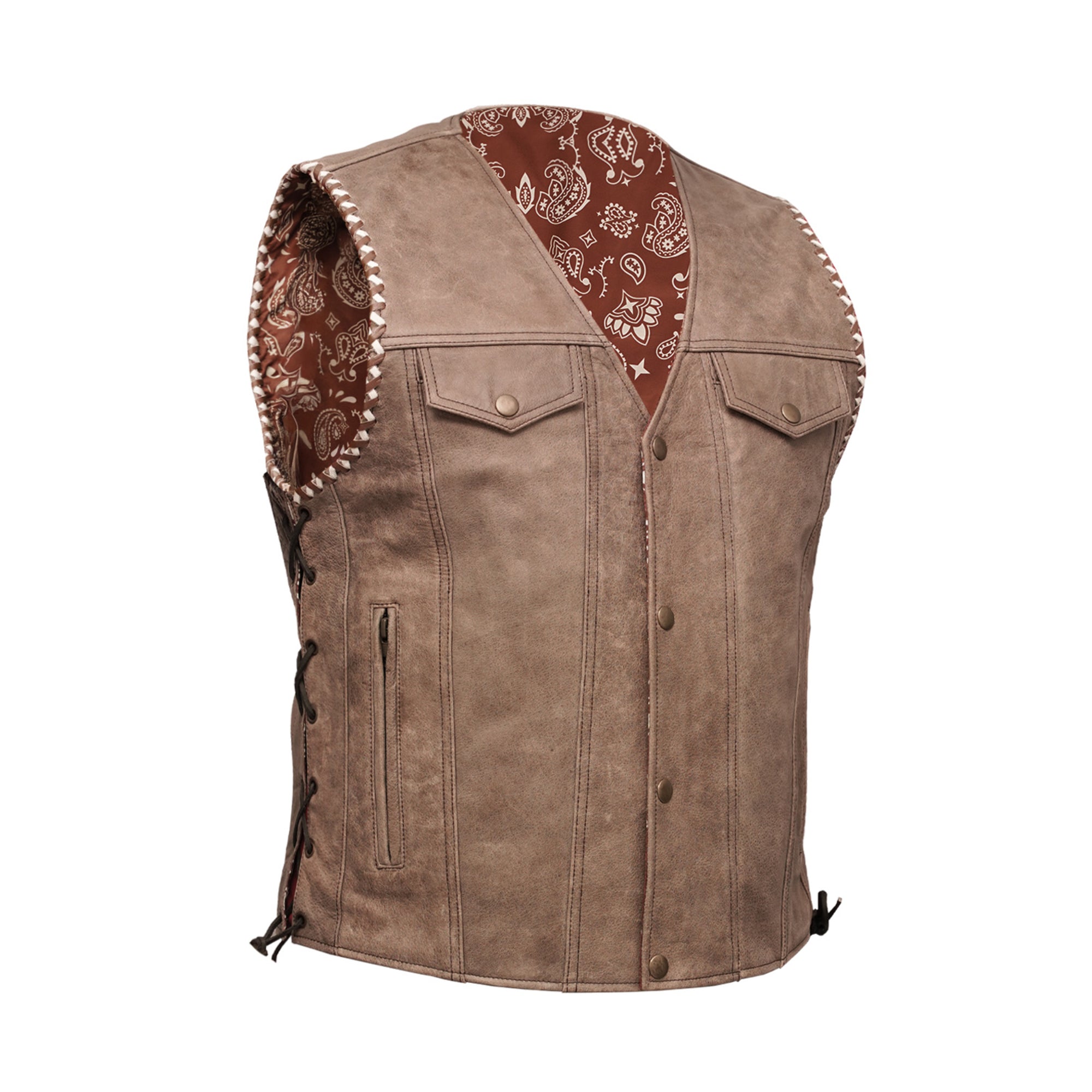 mens leather motorcycle vest