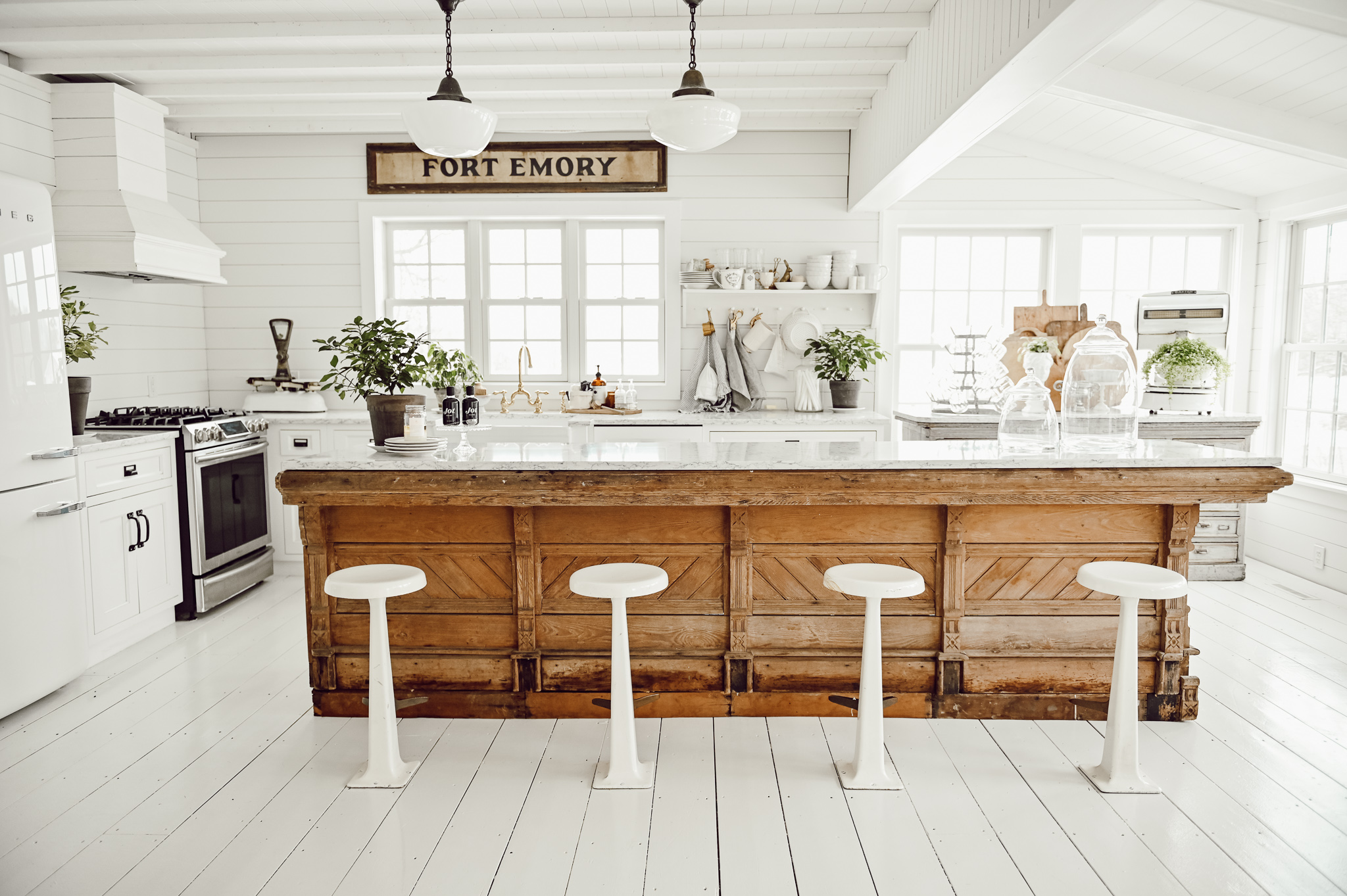 Antique white kitchen island